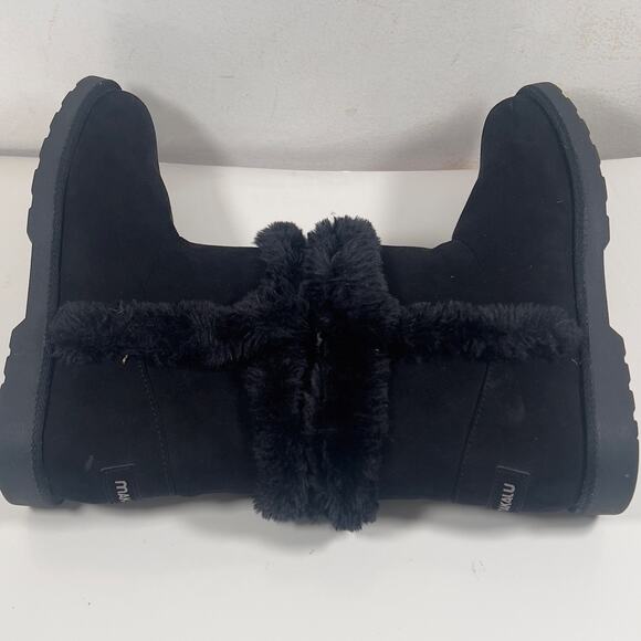 Makalu Women's Faux Fur Suede Ankle Black Boots Size 8.5 - Picture 10 of 12